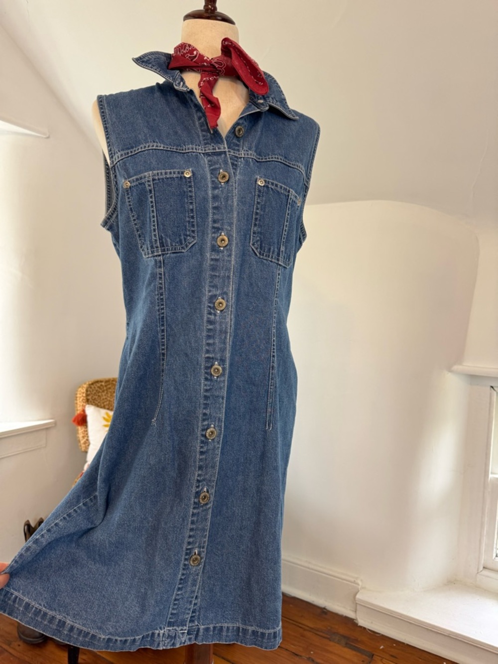 Vintage 90s denim mini dress medium cotton